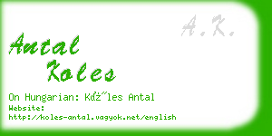 antal koles business card